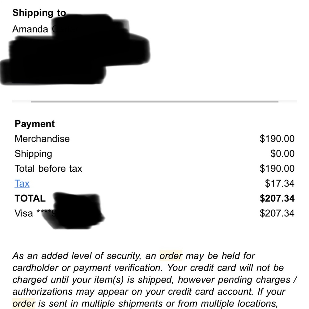Burberry Receipt of authenticity.